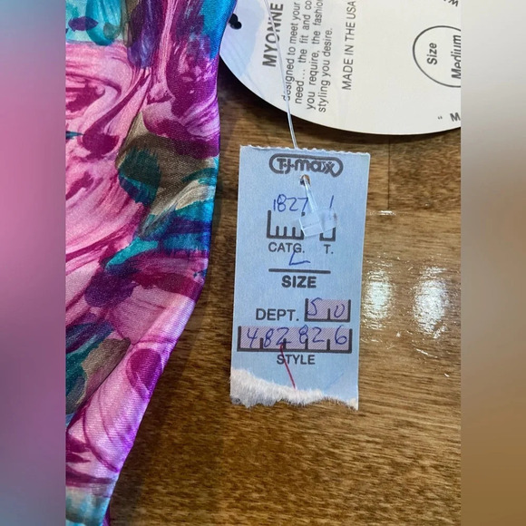 MYONNE Vintage 80s 90s Lingerie Set Purple Floral Design NWT Size Medium US Made - Picture 10 of 15